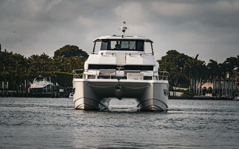 Aquila 54 Yacht On Water Outside Black &Amp; White